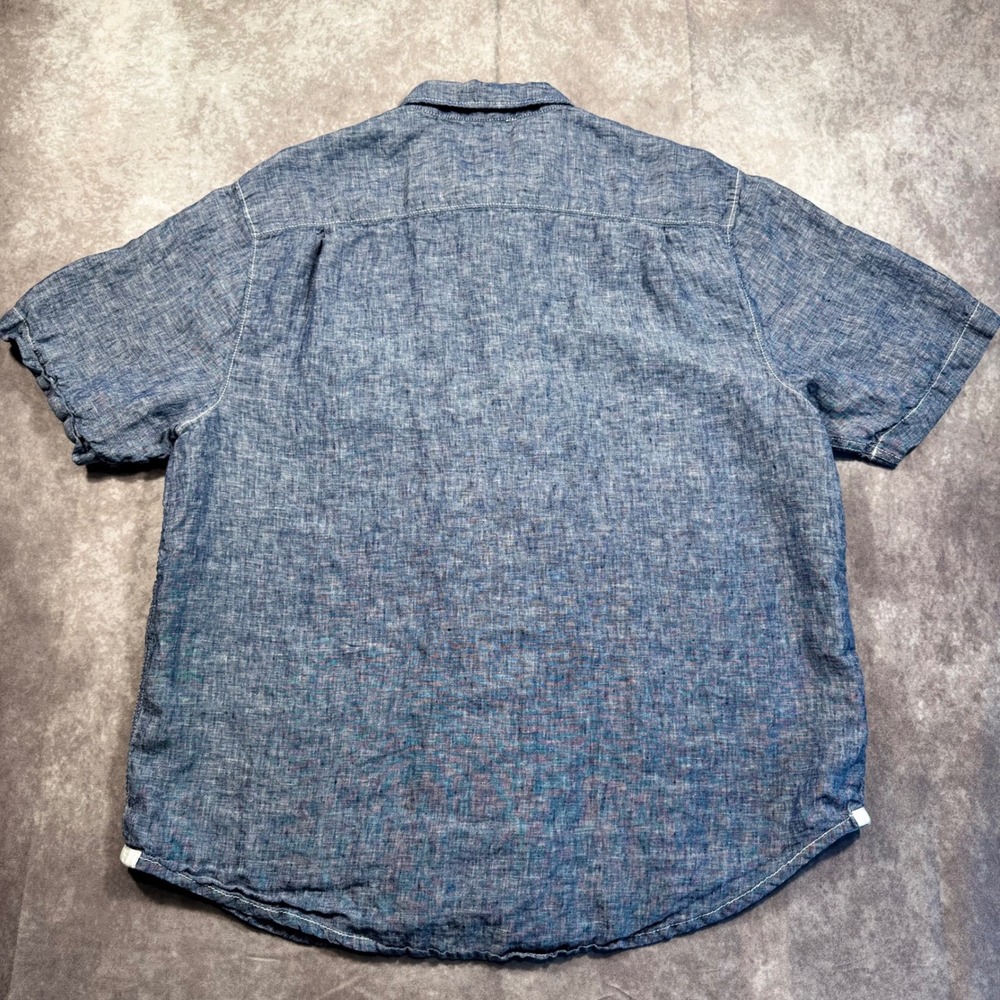 Tommy Bahama Mens XL Blue 100% Linen Short Sleeve Button Down Shirt Marlin Logo - Picture 3 of 9